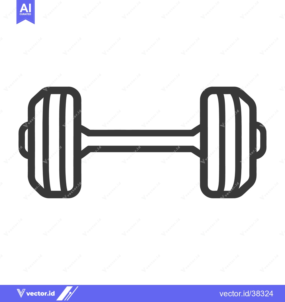 Premium Vector of A simple black and white line drawing of a dumbbell