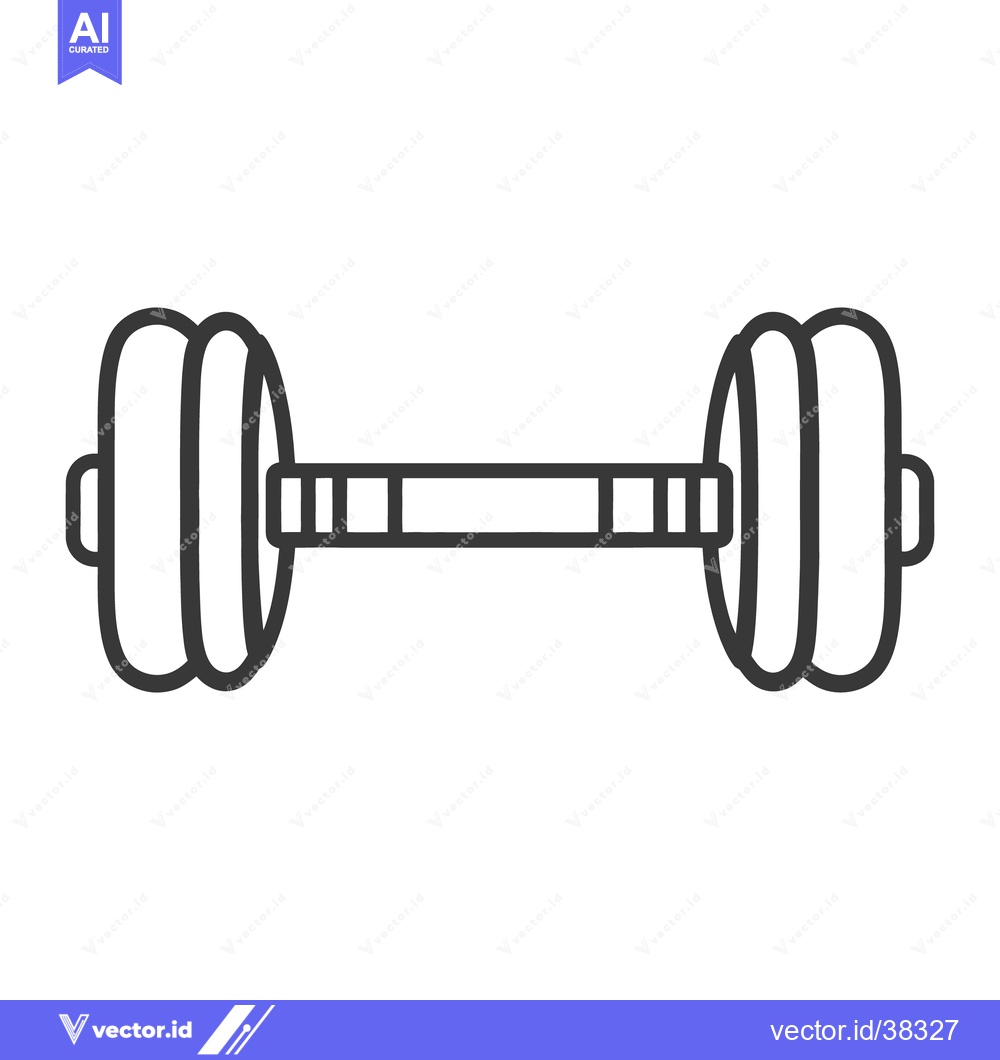 Premium Vector dari Simple outline illustration depicts a fitness dumbbell for strength tr