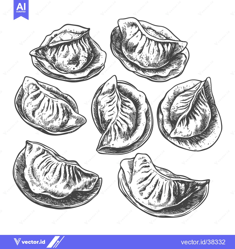 Premium Vector dari A Collection Of Hand Drawn Delicious Dumplings