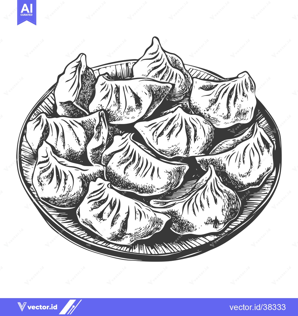 Premium Vector dari A Plate of Delicious Steamed Dumplings Ready to Eat
