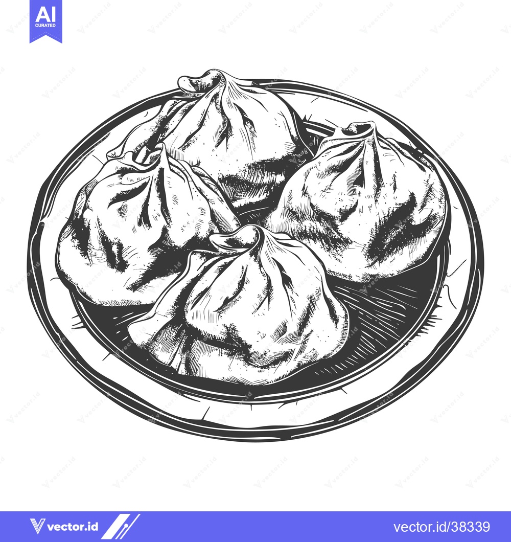 Premium Vector of Delicious Steamed Dumplings Served on a Plate