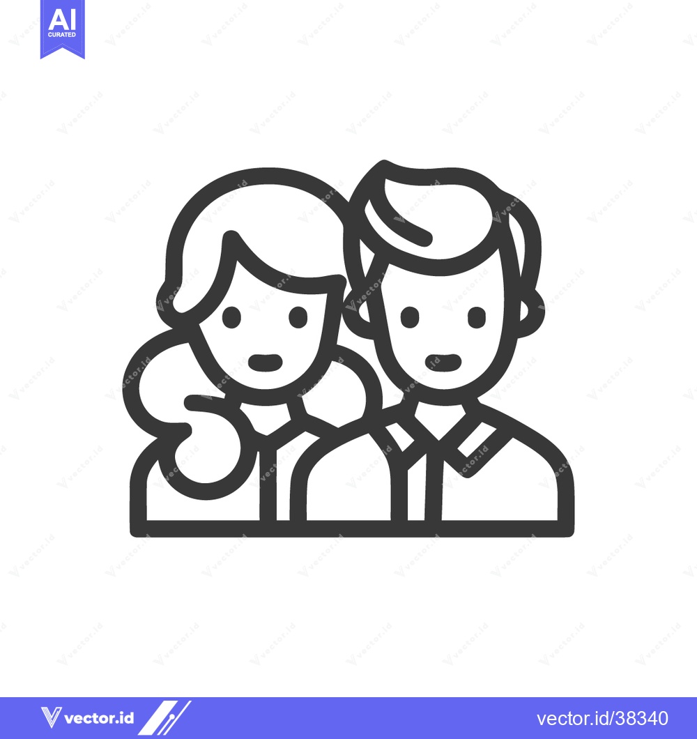 Premium Vector dari Minimalist Line Art: Couple Embracing, Simple Icon Design, Friendship