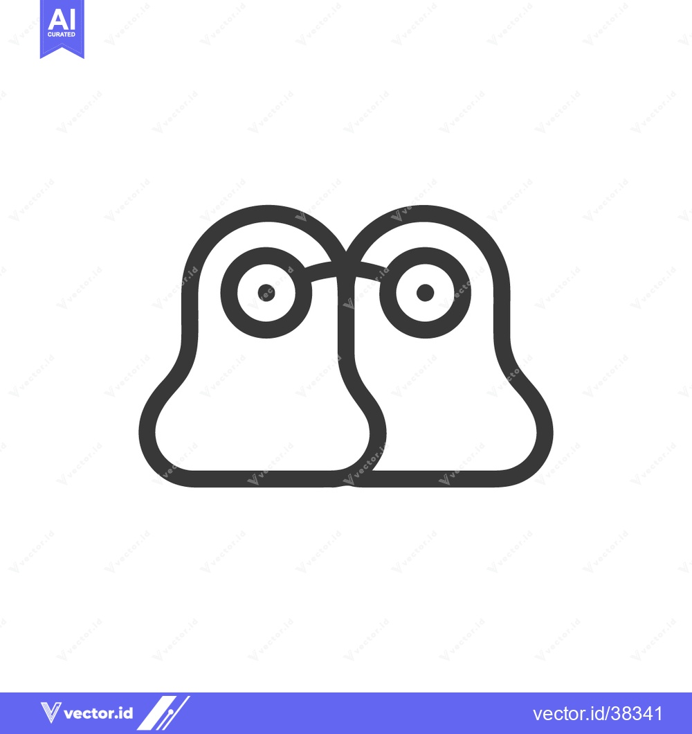Premium Vector dari Abstract Two-Headed Creature Icon, Minimalist Design, Black Outline on