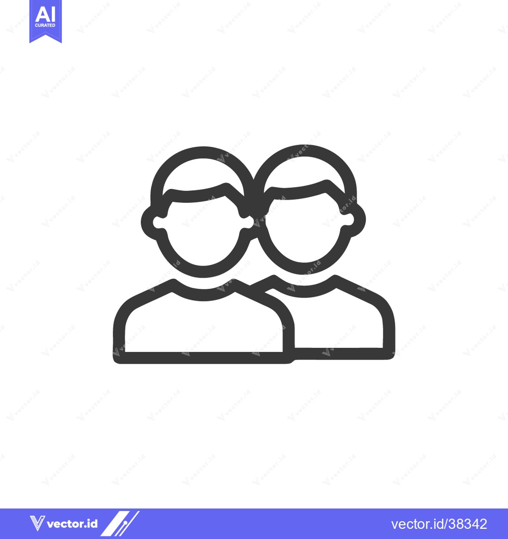 Premium Vector dari Minimalist Icon of Two People, Teamwork, Outline Style, Simple Design