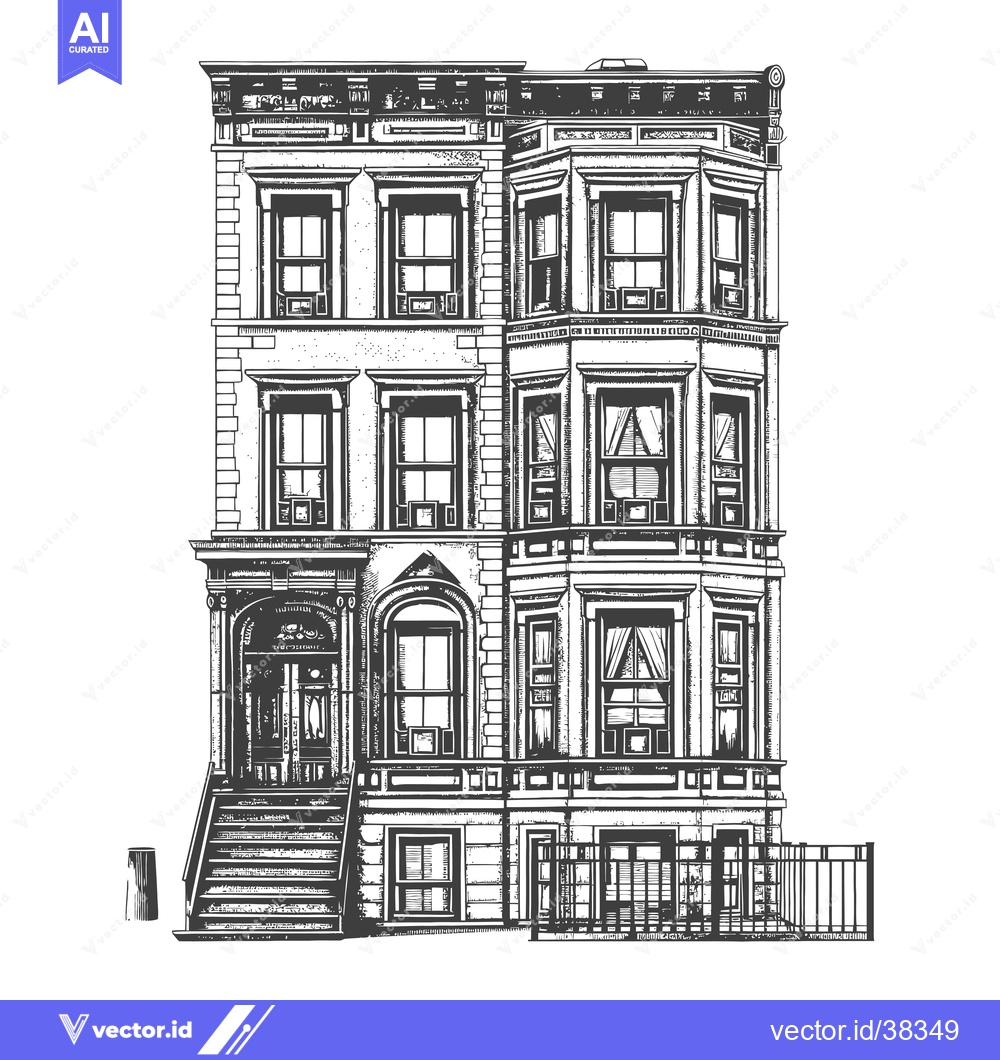 Premium Vector dari Elegant Three Story Townhouse Architectural Drawing