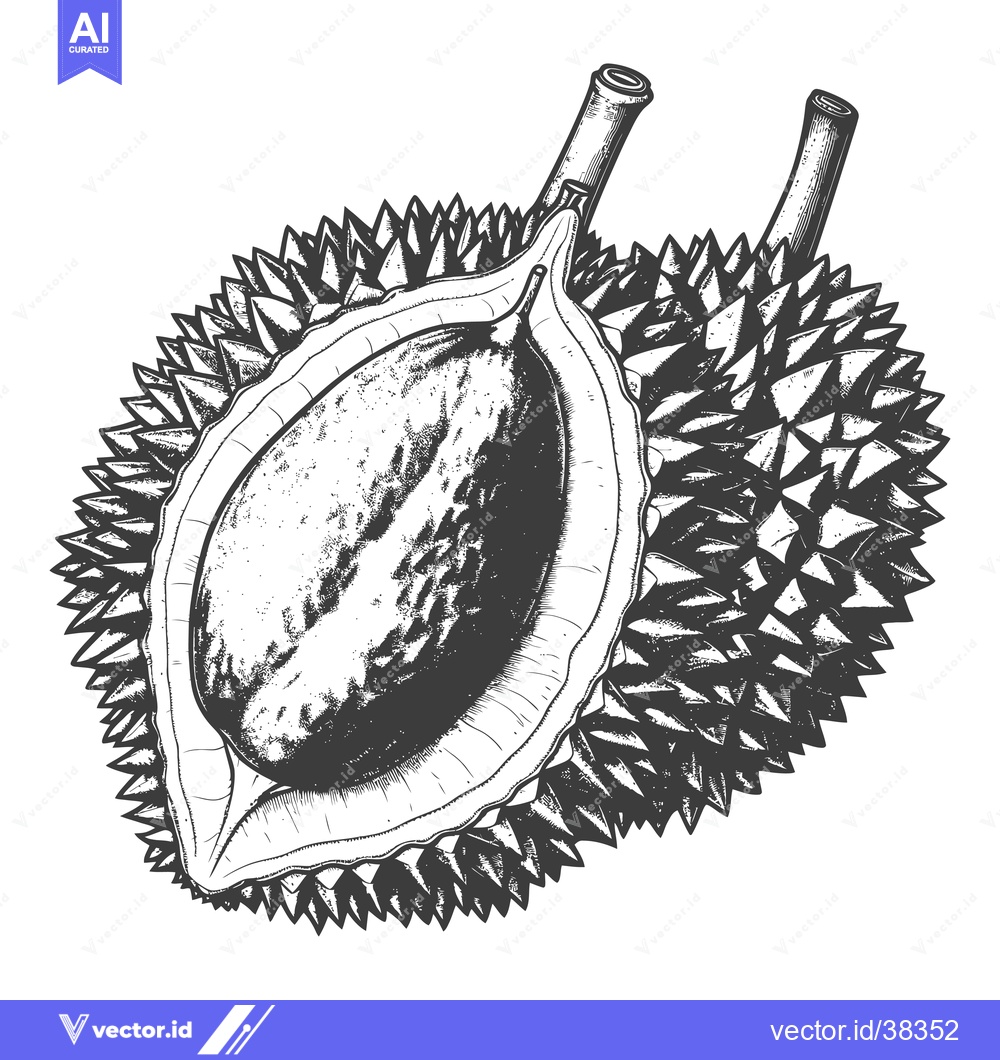 Premium Vector of A Detailed Illustration Of A Durian Fruit Open