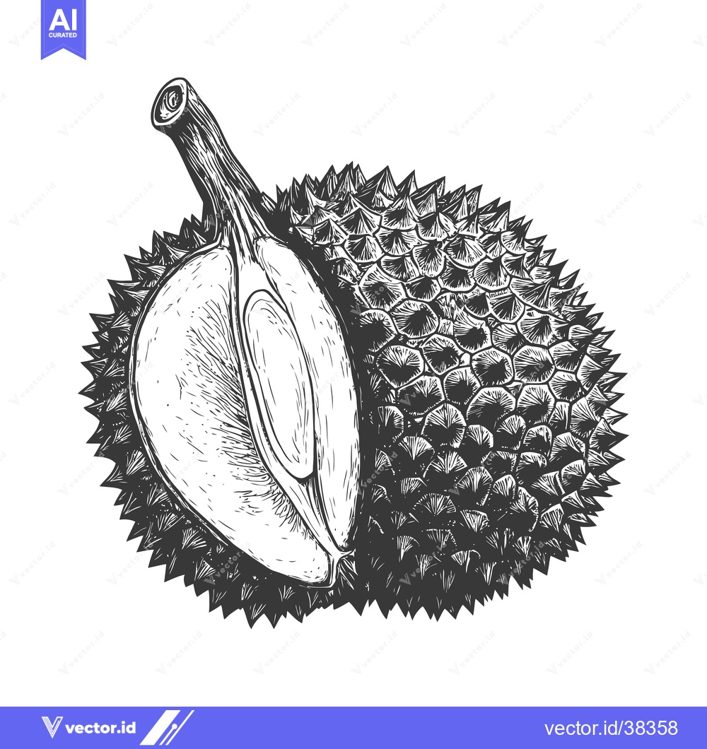 Premium Vector dari Durian fruit partially opened revealing creamy flesh