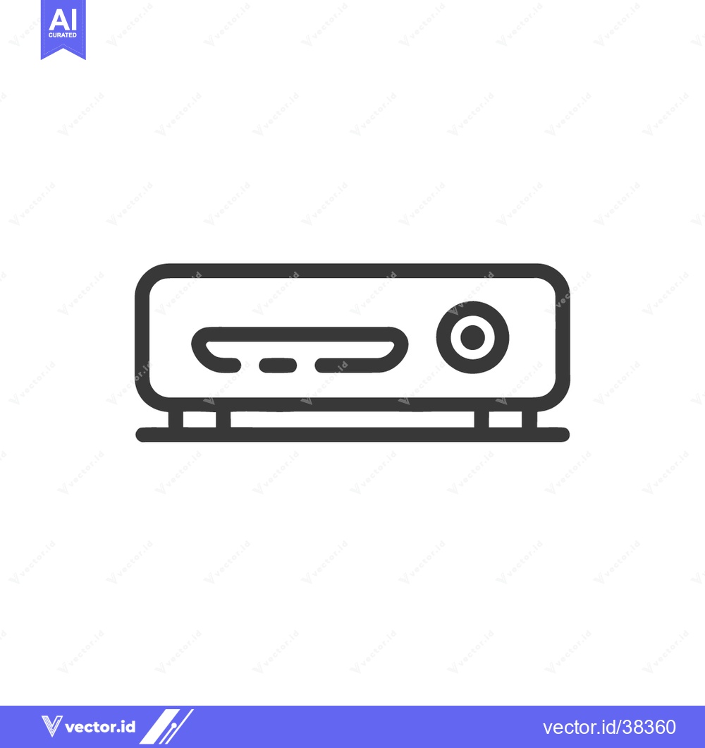 Premium Vector of Minimalist DVD Player Icon: Clean Line Art on White Background