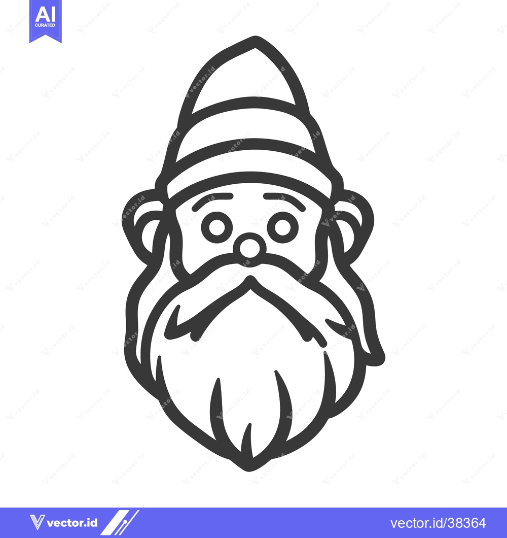 Premium Vector dari A simple line art illustration of a garden gnome face