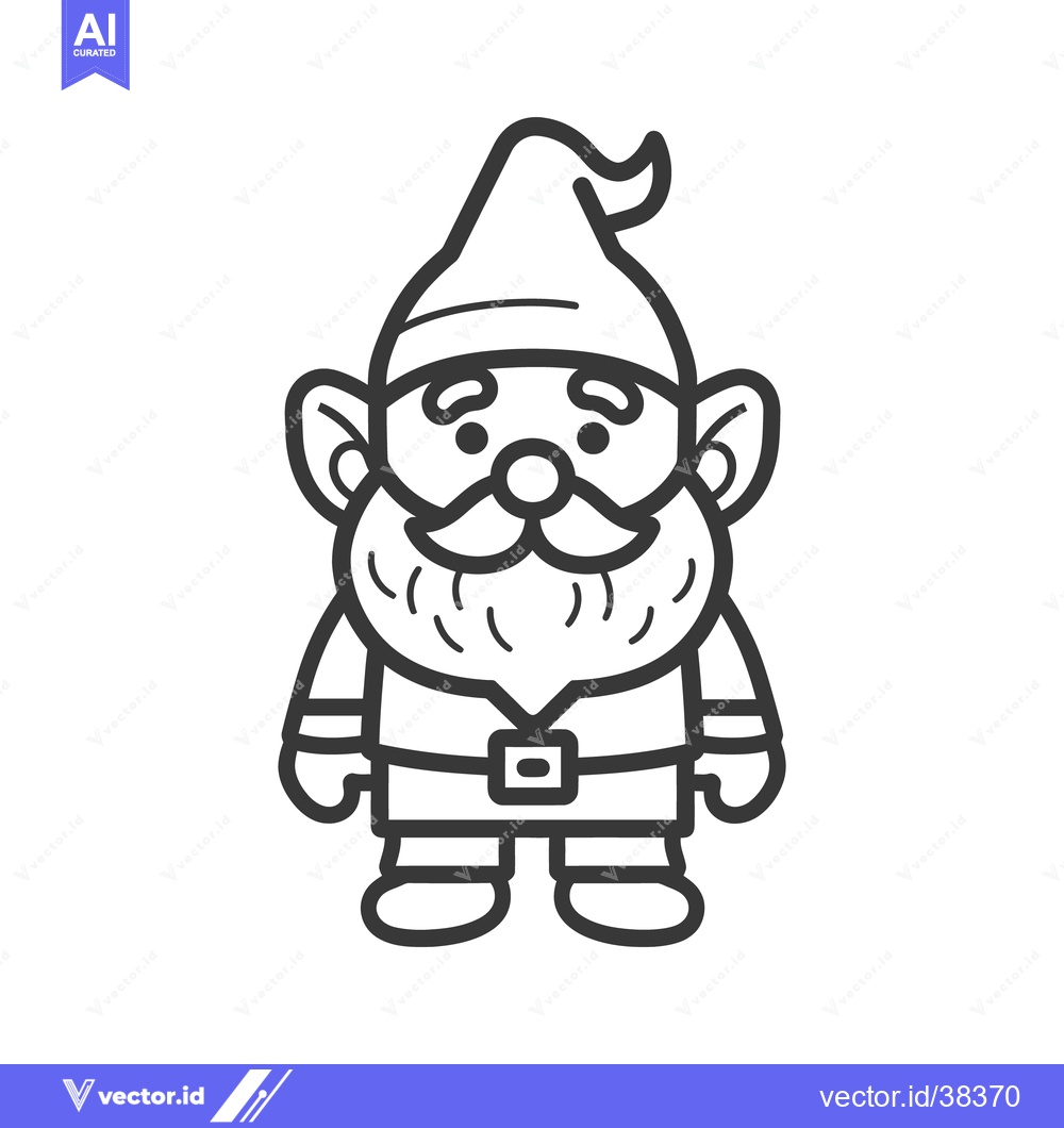 Premium Vector of A line drawing of a friendly garden gnome character