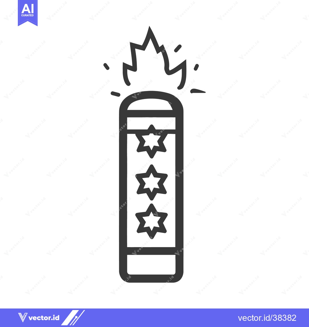 Premium Vector dari A vertically oriented object with stars and flames emitting upwards