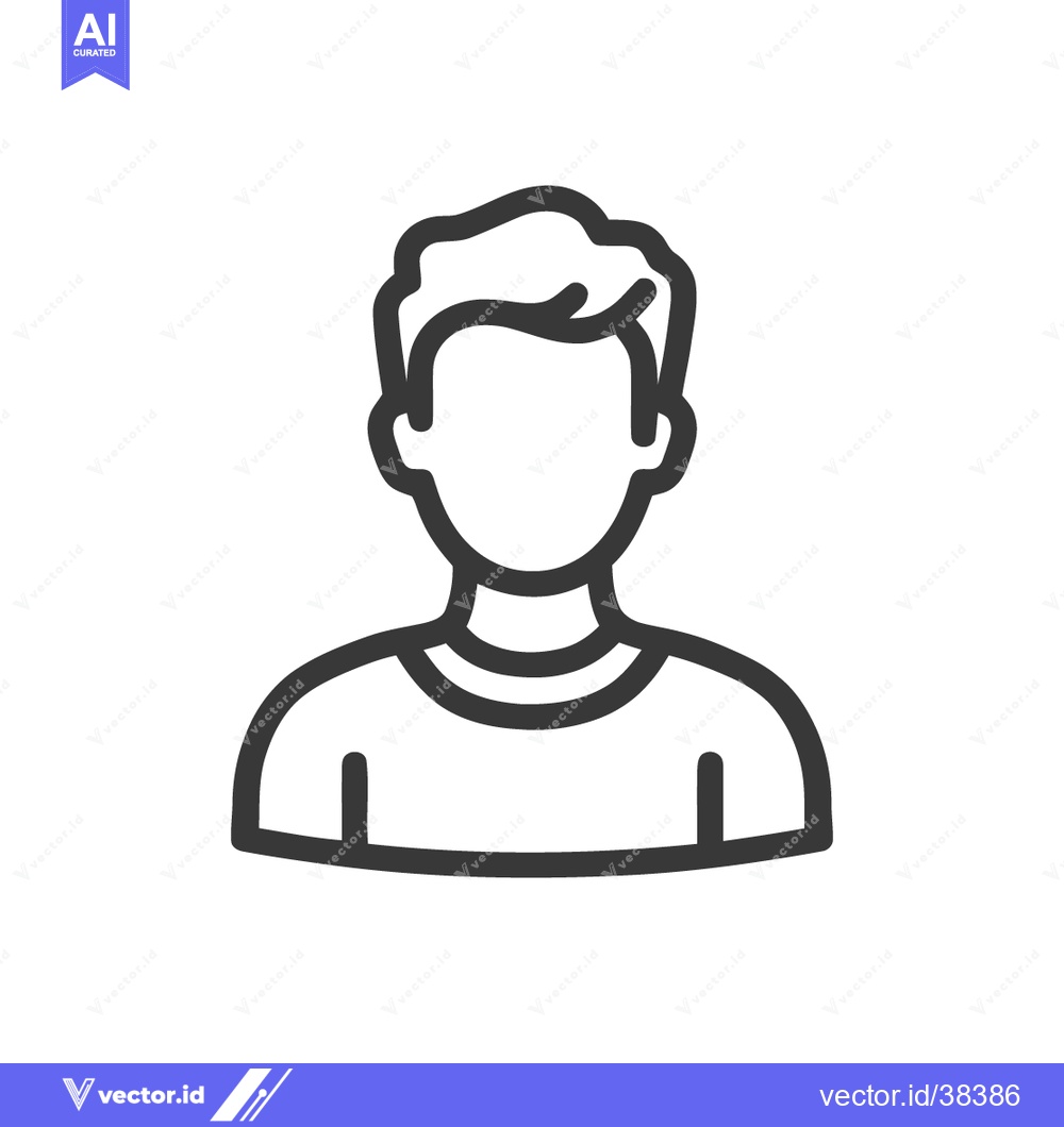 Premium Vector dari Faceless Man Icon: Minimalist Outline Portrait with T-Shirt