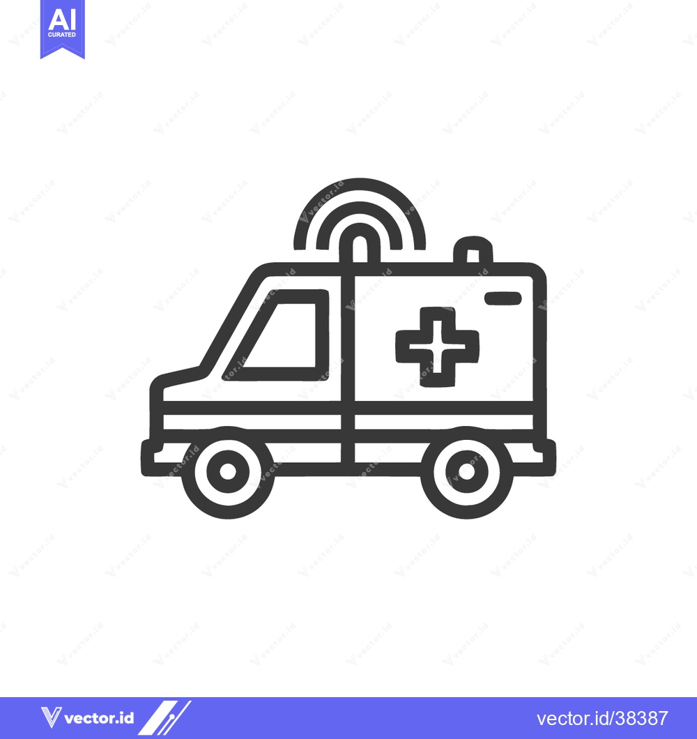 Premium Vector dari Minimalist Ambulance Icon: Bold Outline, Medical Symbol, Emergency Veh