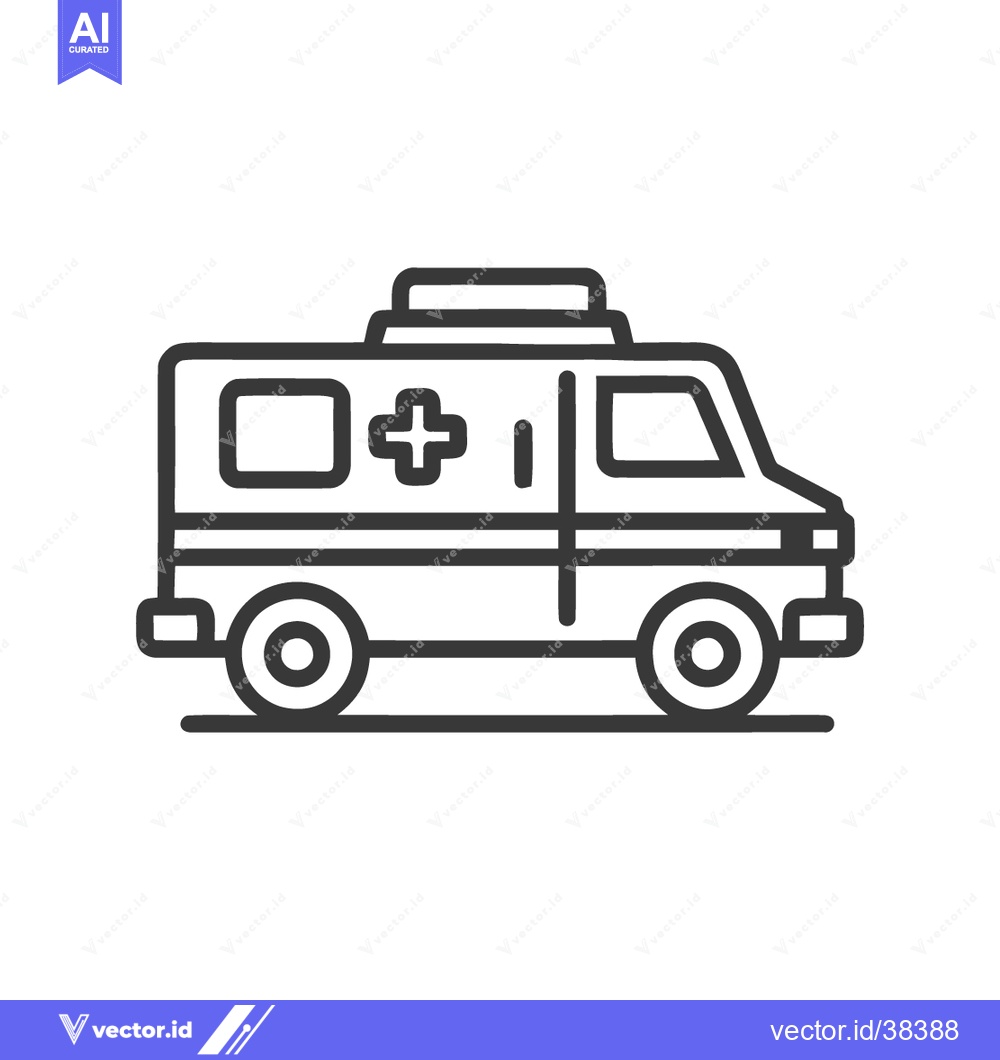 Premium Vector dari Minimalist Ambulance Icon: Bold Outline, Emergency Vehicle Symbol