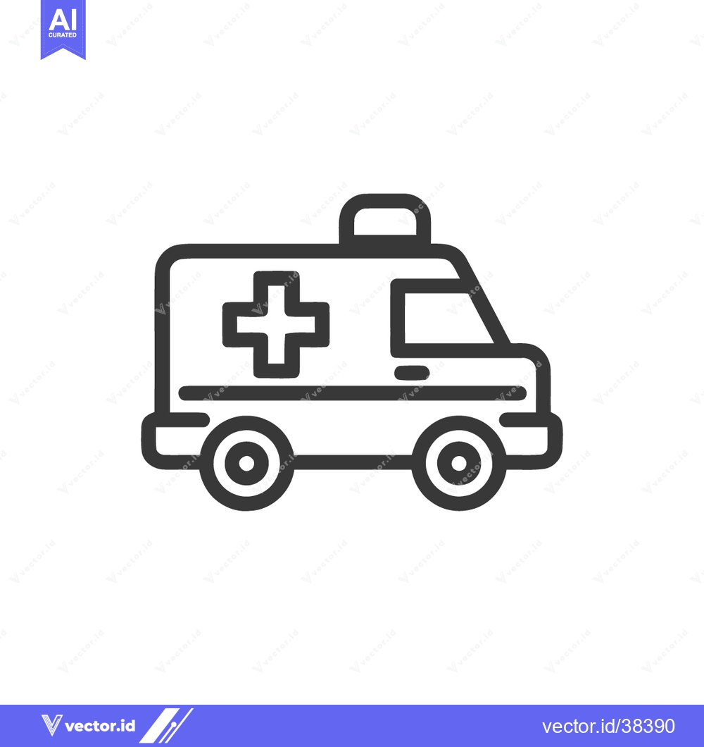 Premium Vector of Minimalist Ambulance Icon: Emergency Vehicle with Medical Cross Symbol