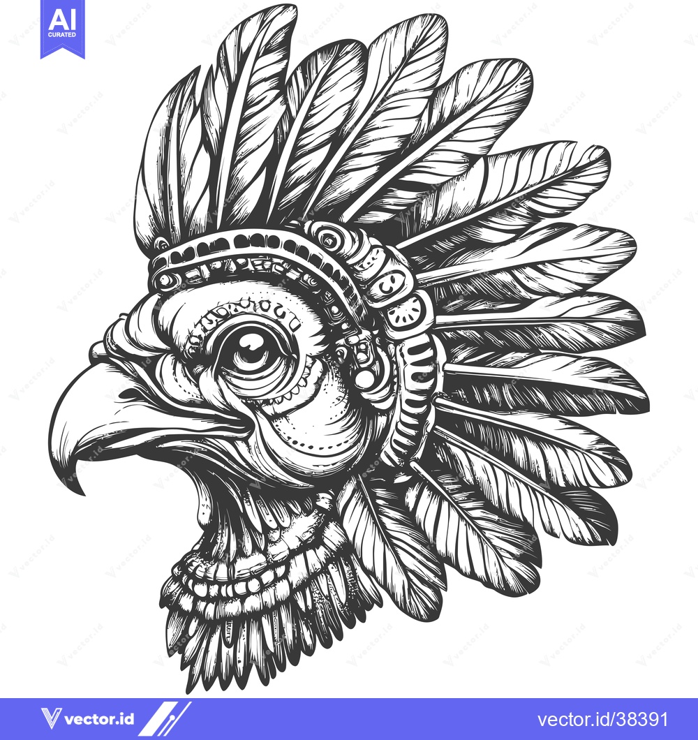 Premium Vector dari Eagle Head with Detailed Feathers and Ornamental Decoration