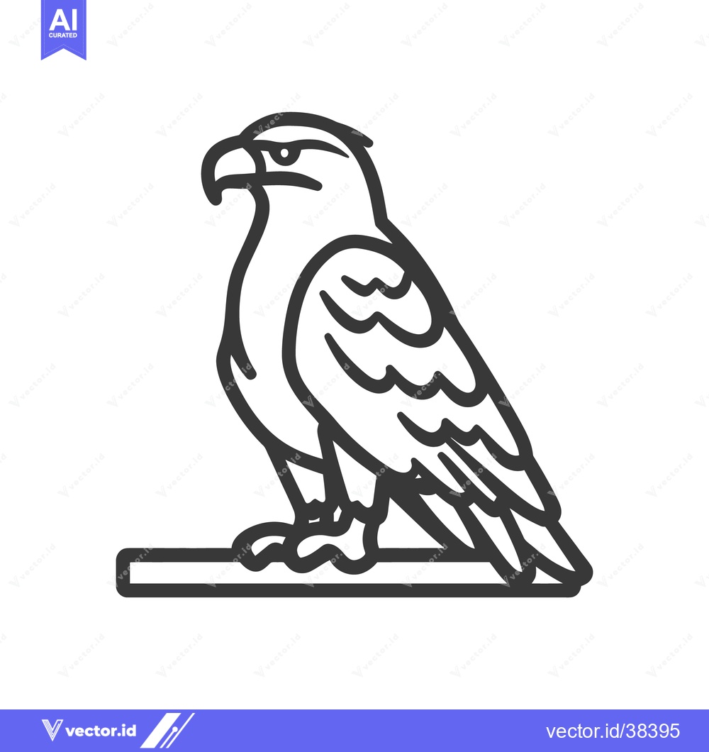 Premium Vector of A simple illustration depicting a perched bird of prey outline