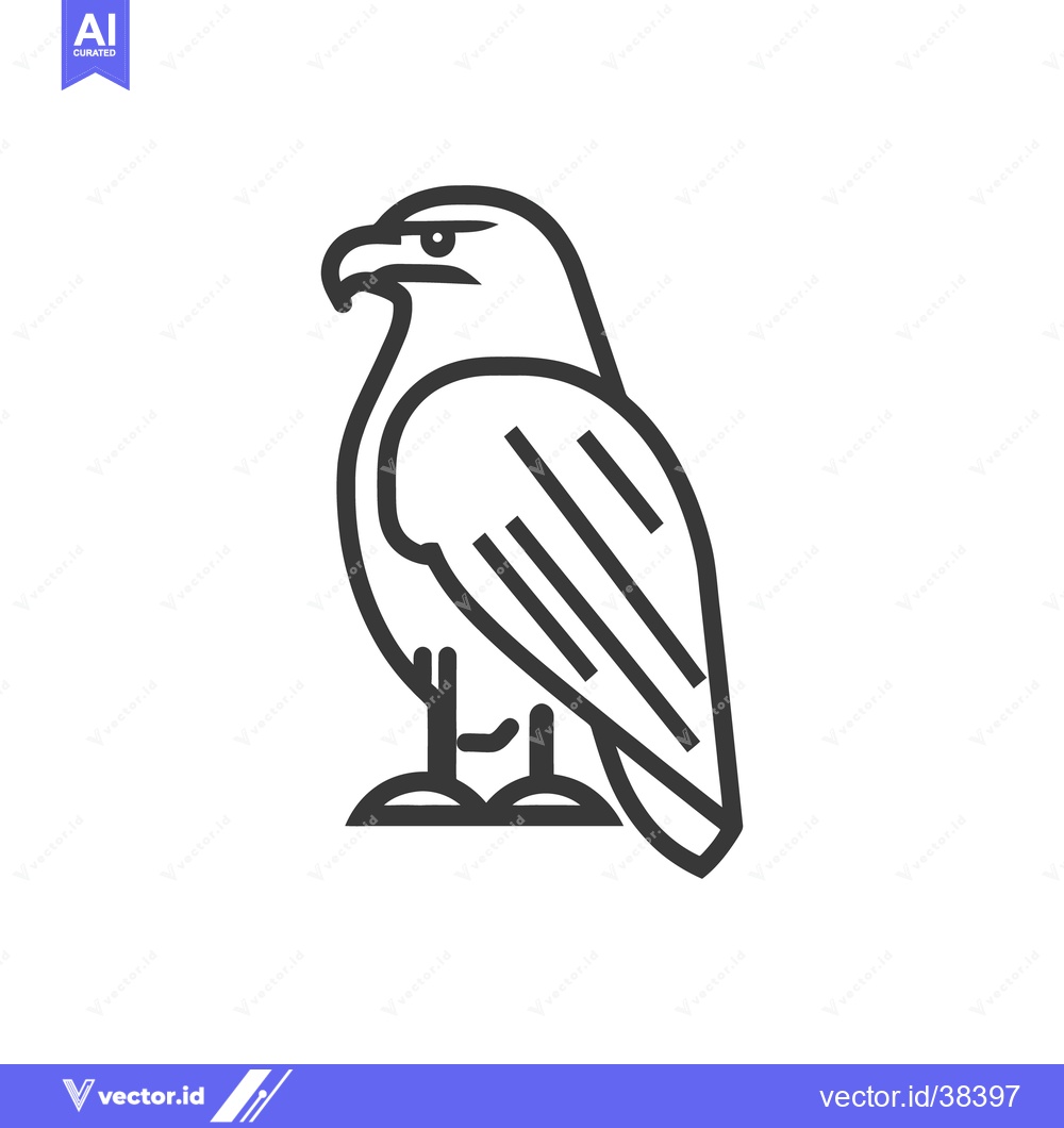 Premium Vector of A simple minimalist line drawing depicting a perched bird of prey