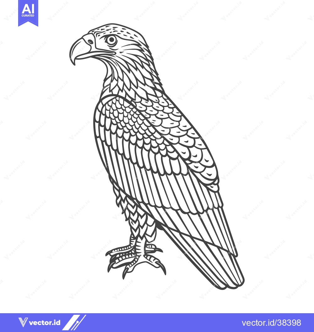 Premium Vector dari A detailed drawing of a majestic eagle standing upright