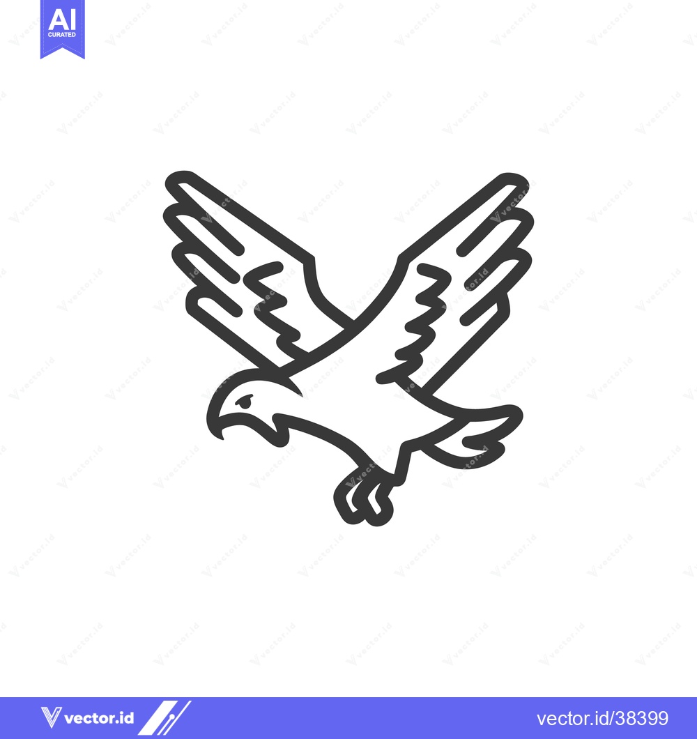 Premium Vector of Outline Illustration Depicting An Eagle In Active Flight Position