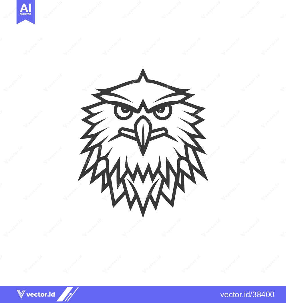 Premium Vector dari A stylized black and white image of an owl head