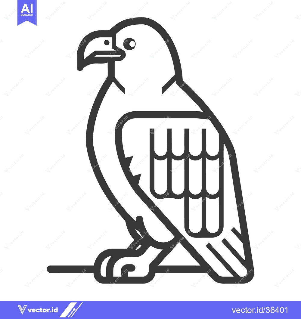 Premium Vector dari A stylized monochrome illustration of a perched bird of prey