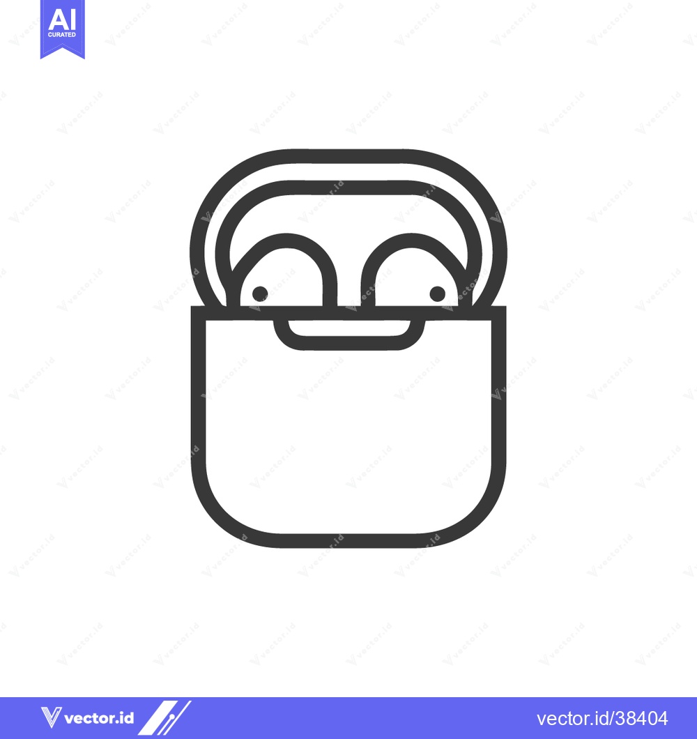 Premium Vector of Minimalist Wireless Earbuds Icon: Sleek Black Outline on White Backgro
