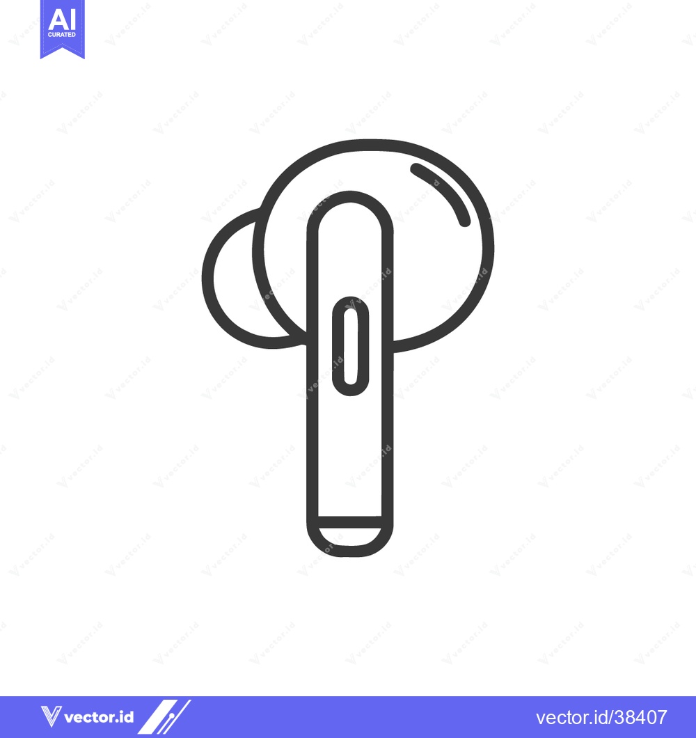 Premium Vector of Sleek Wireless Earbud Icon: Modern Audio Technology Outline Design