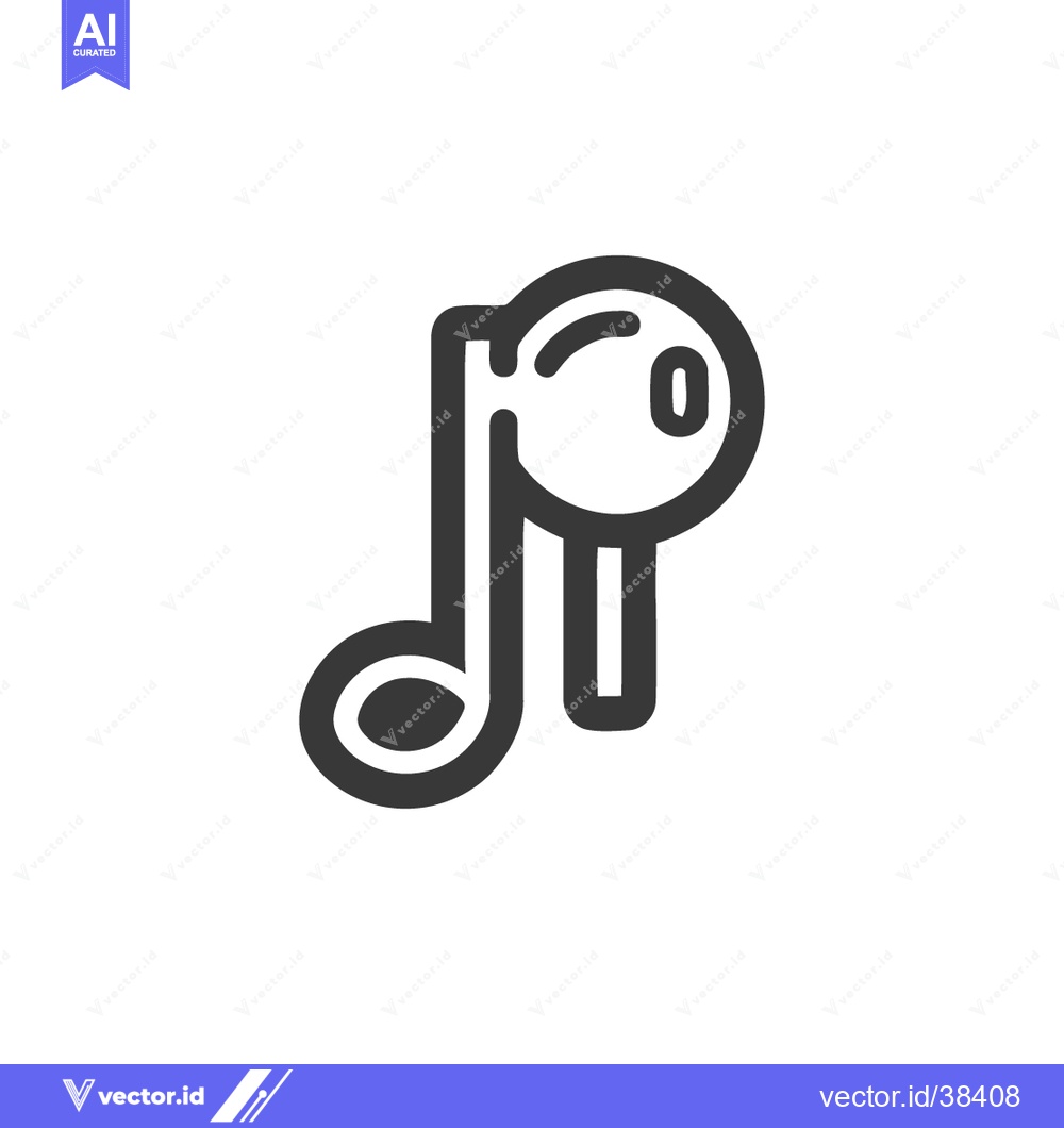 Premium Vector of Minimalist Music Note Icon: Bold Outline, Clean Design, Modern Aesthet