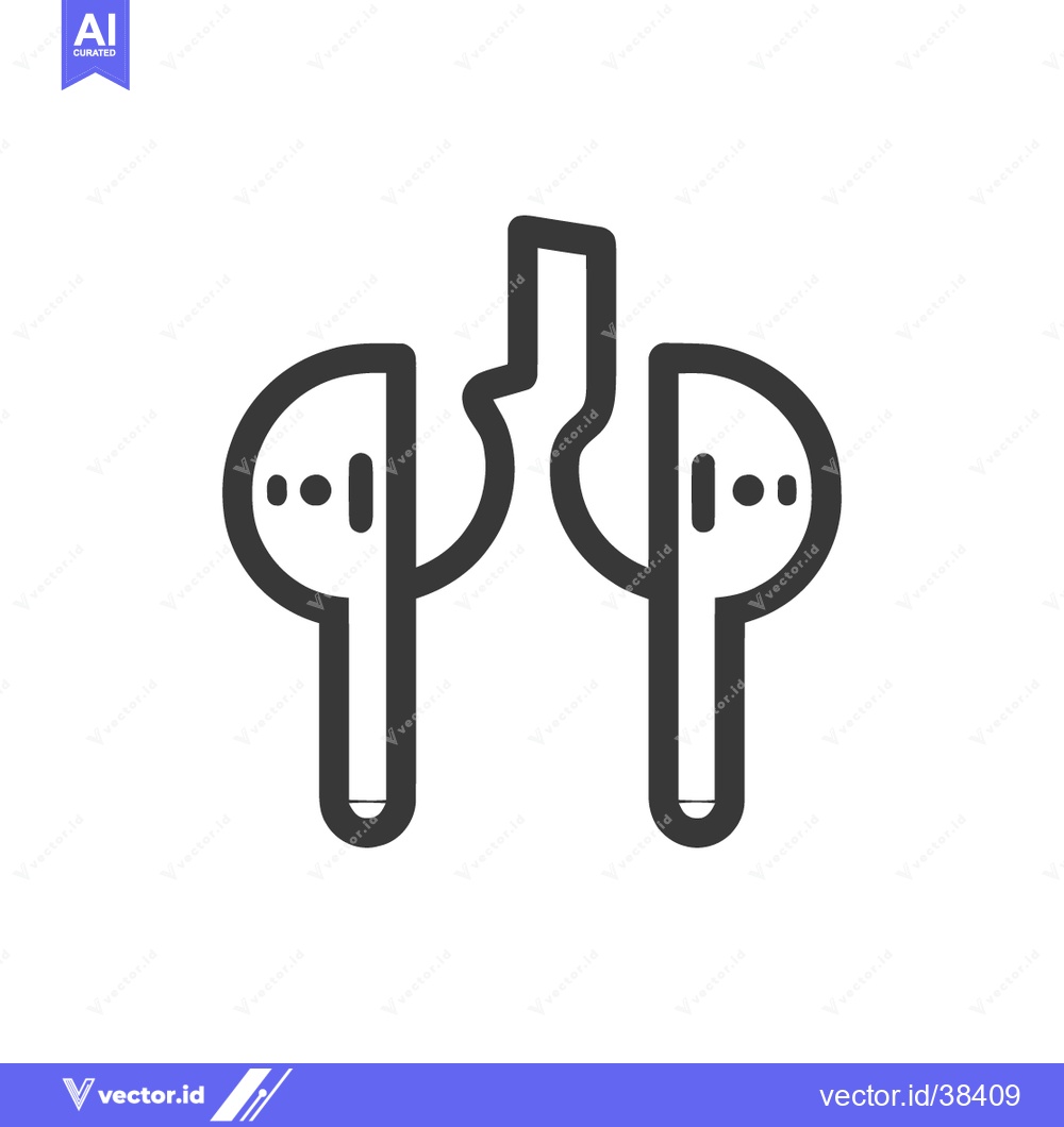 Premium Vector dari Minimalist Wireless Earbuds Icon: Modern Audio Technology in Bold Outl