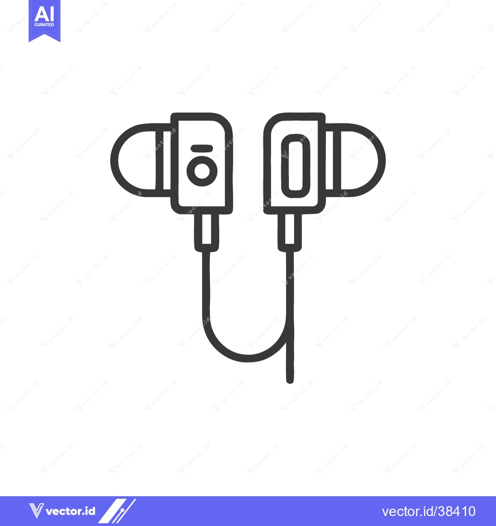 Premium Vector of Minimalist Earphones Line Art: Modern Audio Technology Icon on White B
