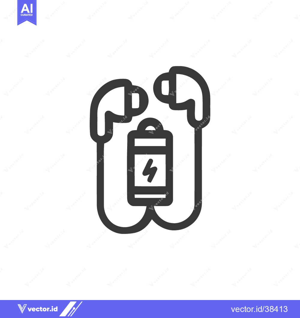 Premium Vector dari Wireless Earbuds Charging Case Icon, Minimalist Line Art Design