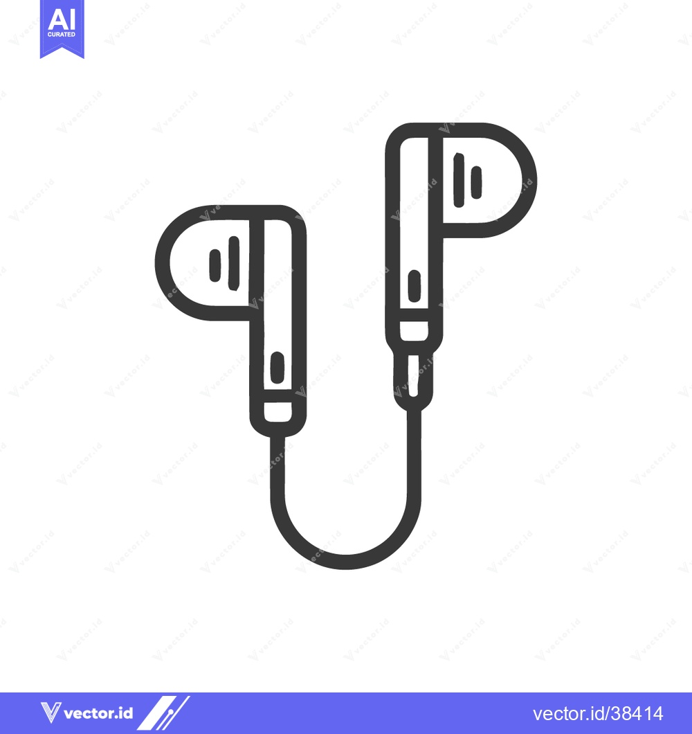 Premium Vector of Minimalist Earbuds Icon: Clean Line Art on White Background