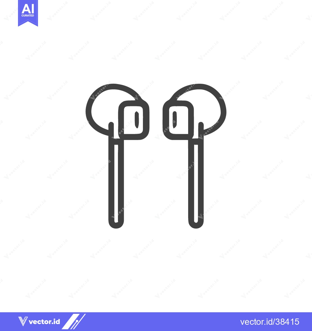 Premium Vector dari Minimalist Line Art: Pair of Wireless Earbuds on White Background