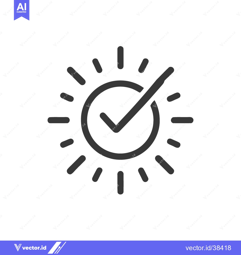 Premium Vector of Sun with Check Mark Icon: Positive Energy, Approval, and Success Symbo