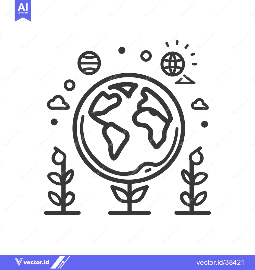 Premium Vector dari An illustrated line drawing showing Earth and associated nature