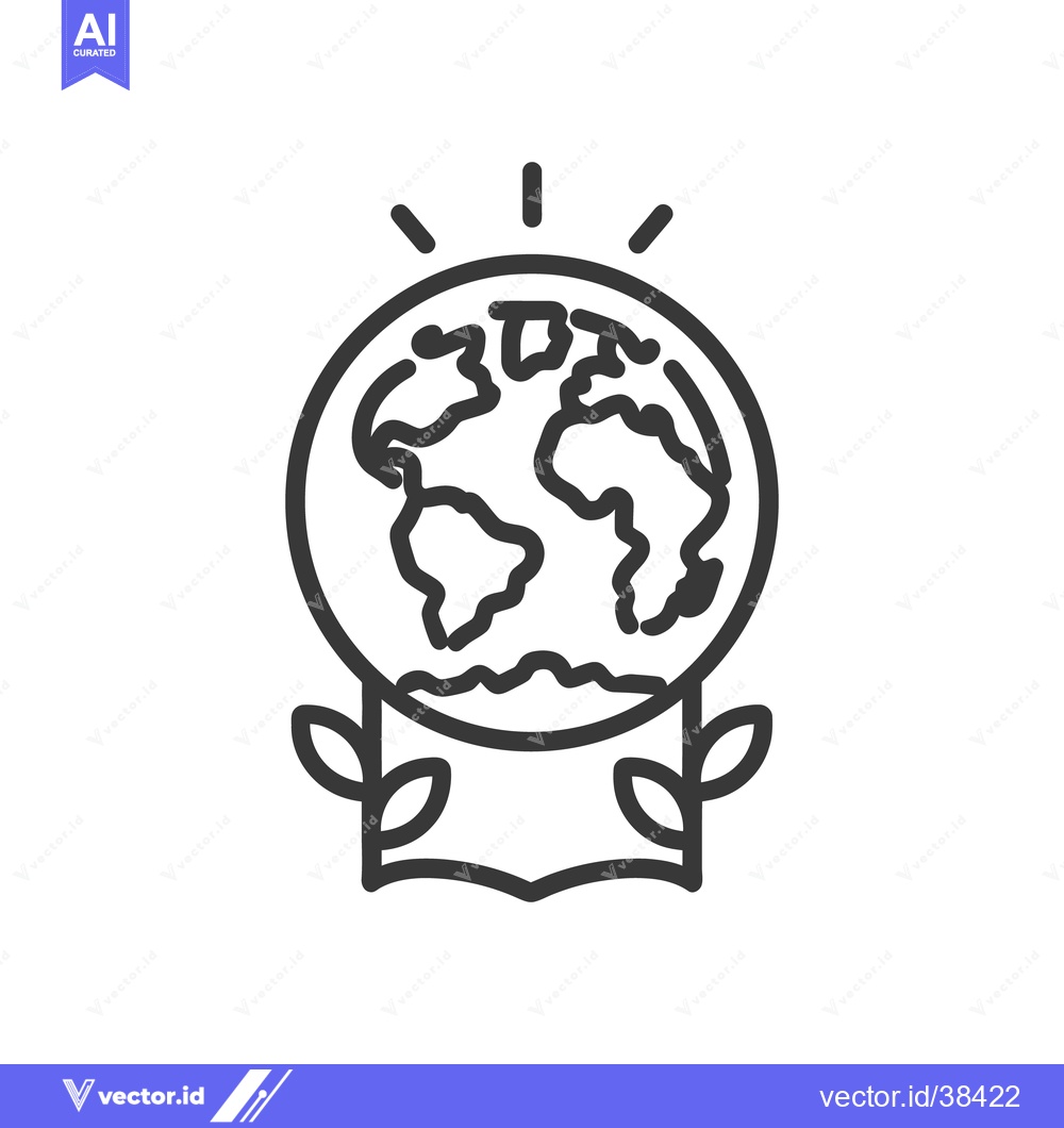 Premium Vector dari A simplified illustration of the globe with sprouting leaves