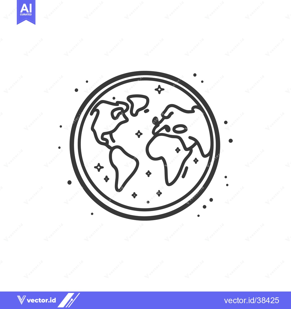 Premium Vector of Simplified black and white illustration representing planet earth in s