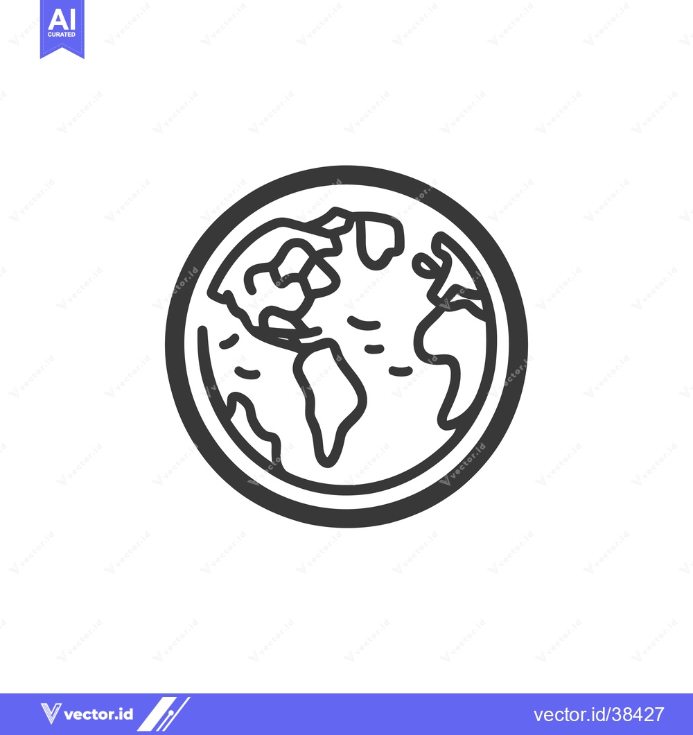 Premium Vector dari The Black And White Outline Depiction Of The Earth Planet