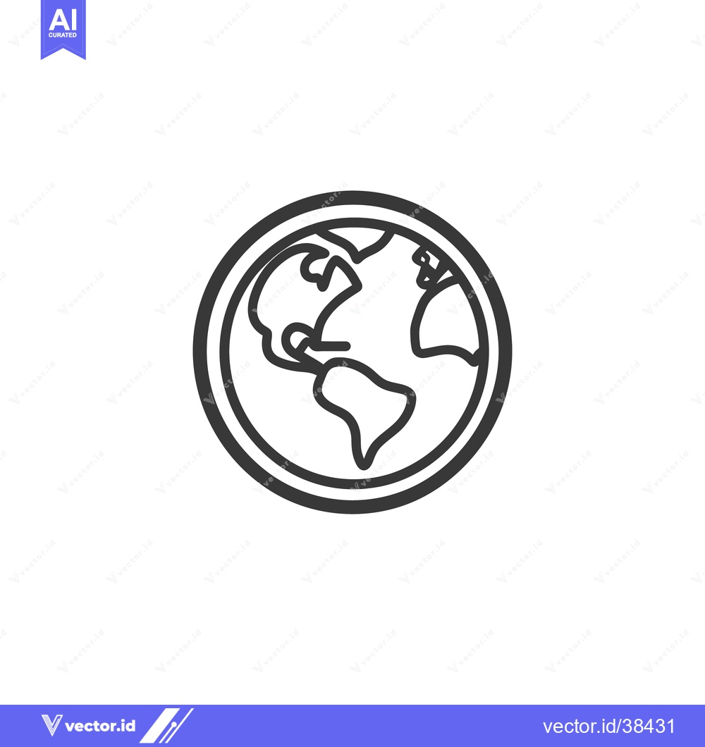 Premium Vector of A simplified outline drawing of the planet earth in a circle