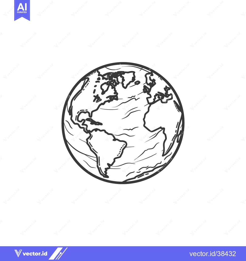 Premium Vector of A simple hand drawn black and white depiction of planet earth