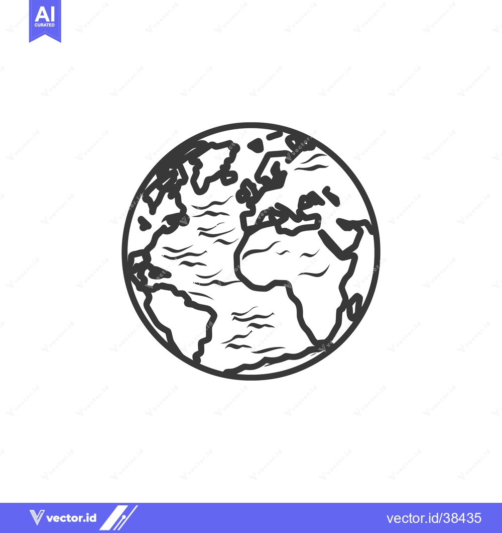 Premium Vector of A simple line drawing depicting a globe of the earth