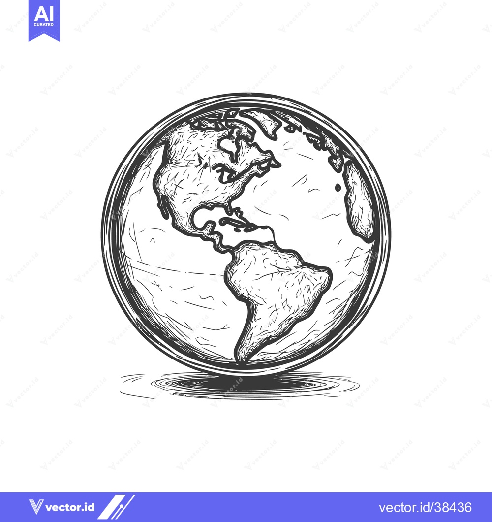 Premium Vector dari A detailed black and white illustration of the world globe