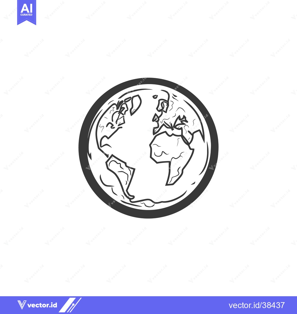 Premium Vector dari Simple black and white illustration of the planet Earth