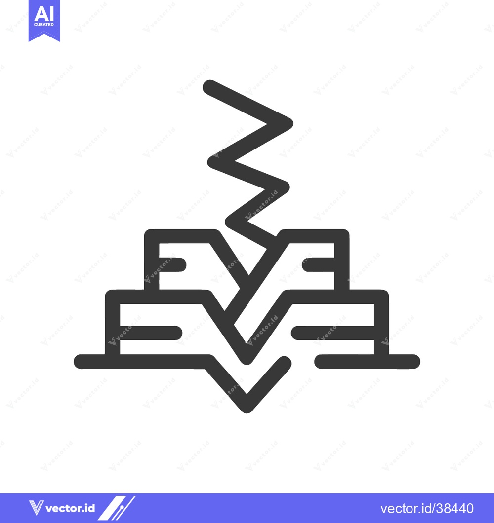 Premium Vector dari Earthquake Fault Line Icon: Tectonic Plates Shifting with Seismic Acti
