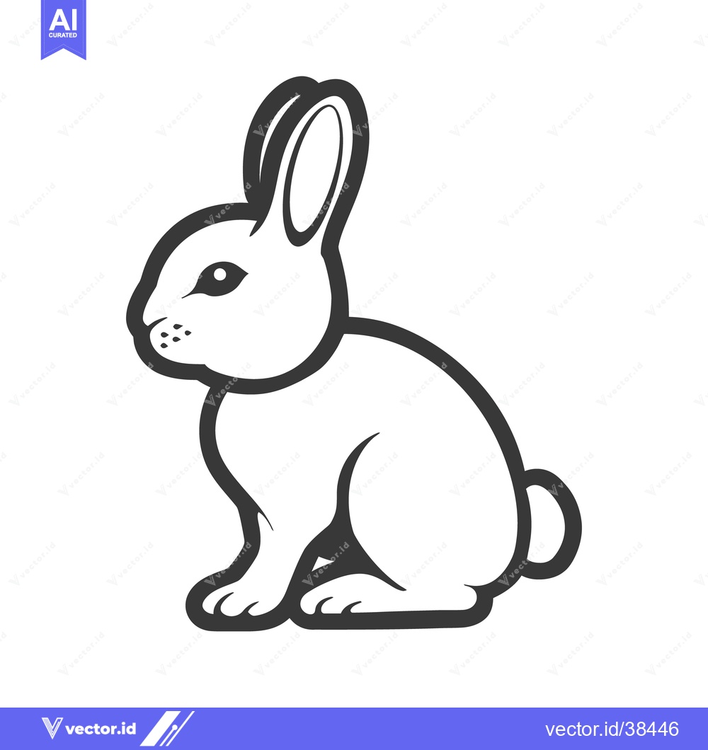 Premium Vector dari A side profile illustration featuring a cute bunny rabbit animal