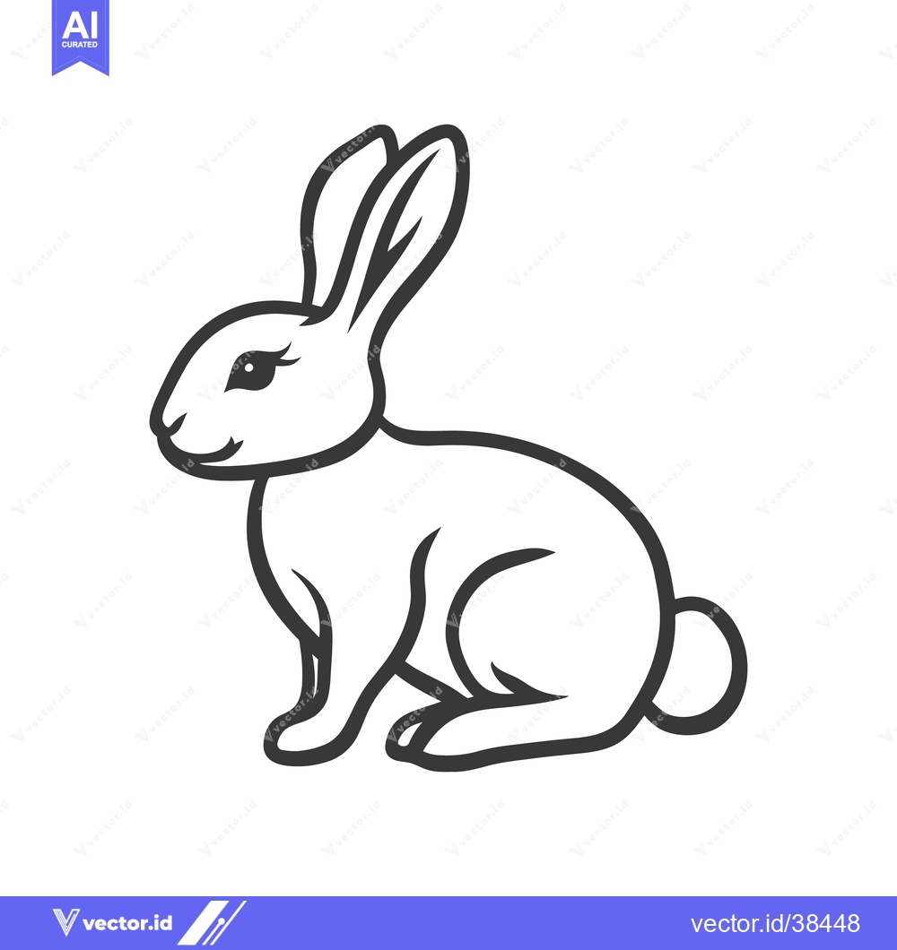 Premium Vector of A simple line drawing depicting a sitting rabbit animal