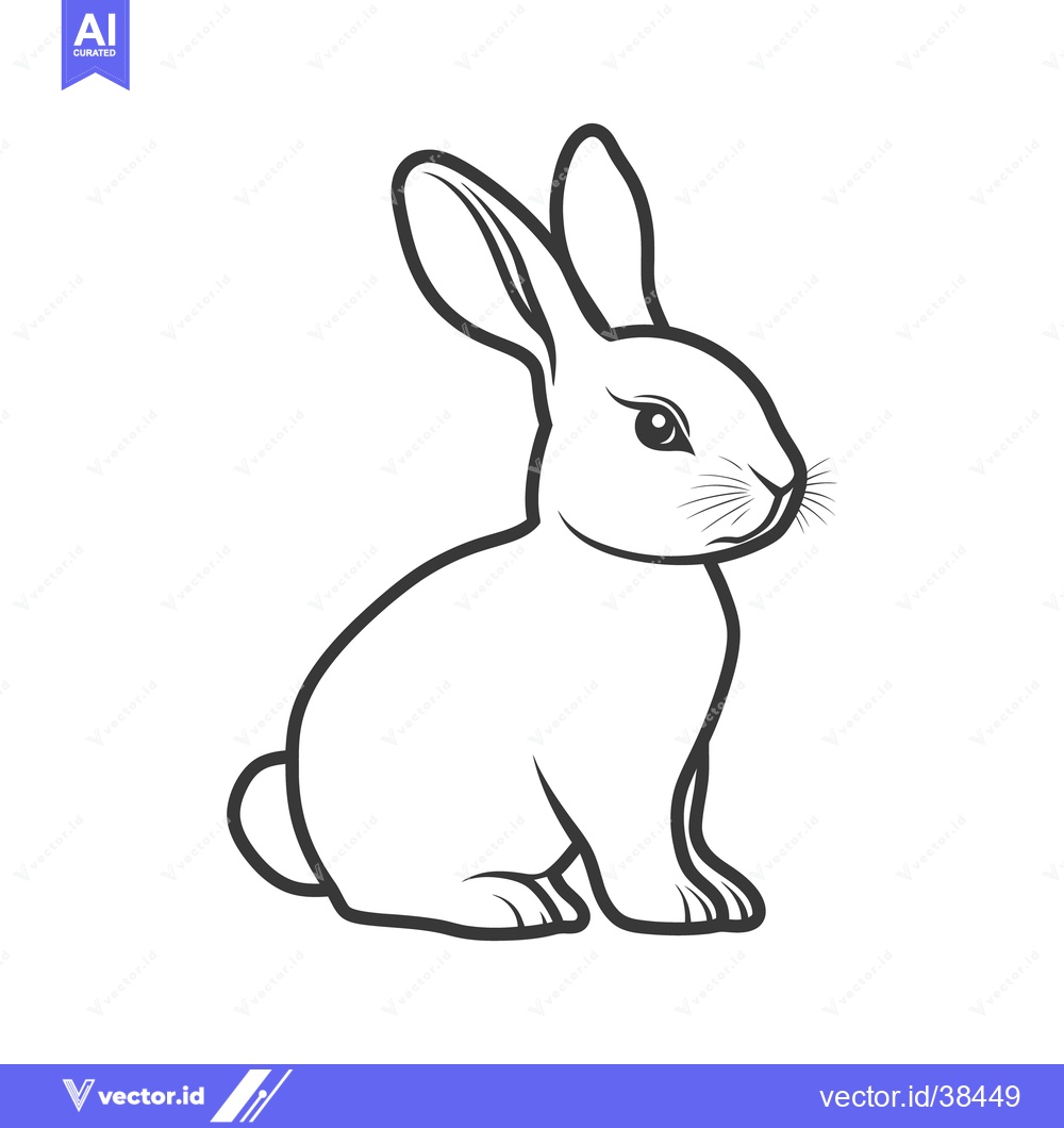 Premium Vector of Simple black and white illustration of a seated rabbit