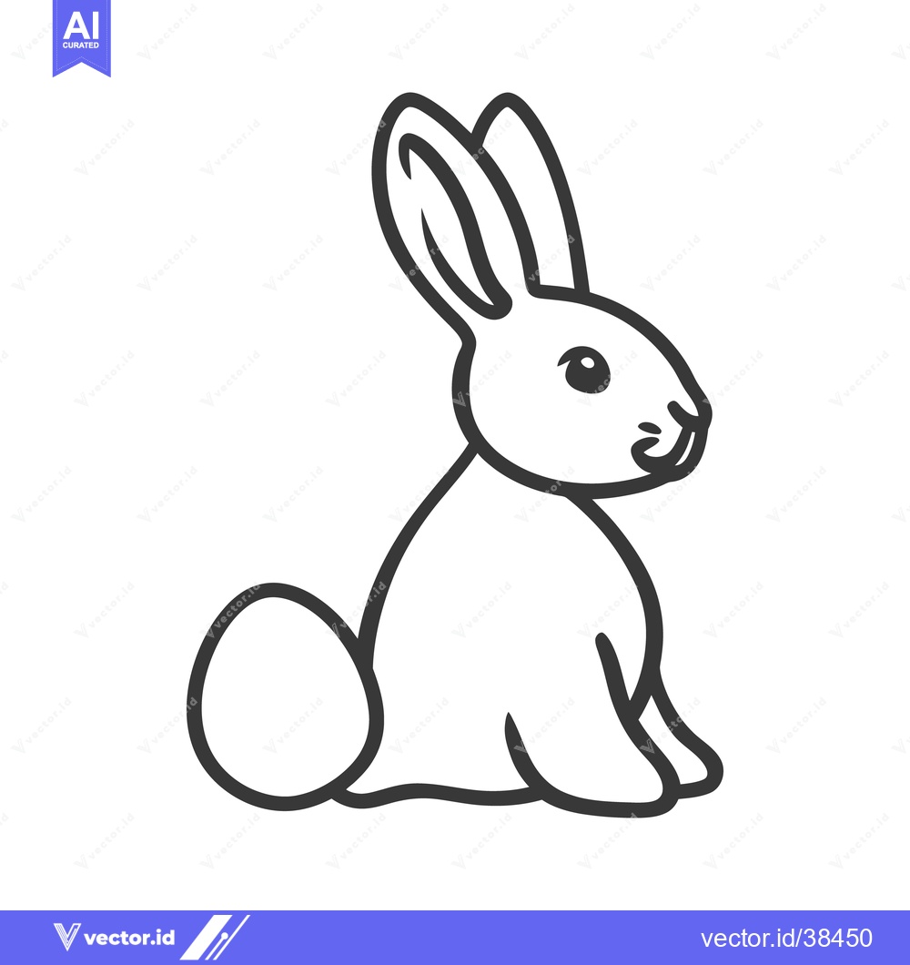 Premium Vector of A simple line drawing of a seated rabbit with details