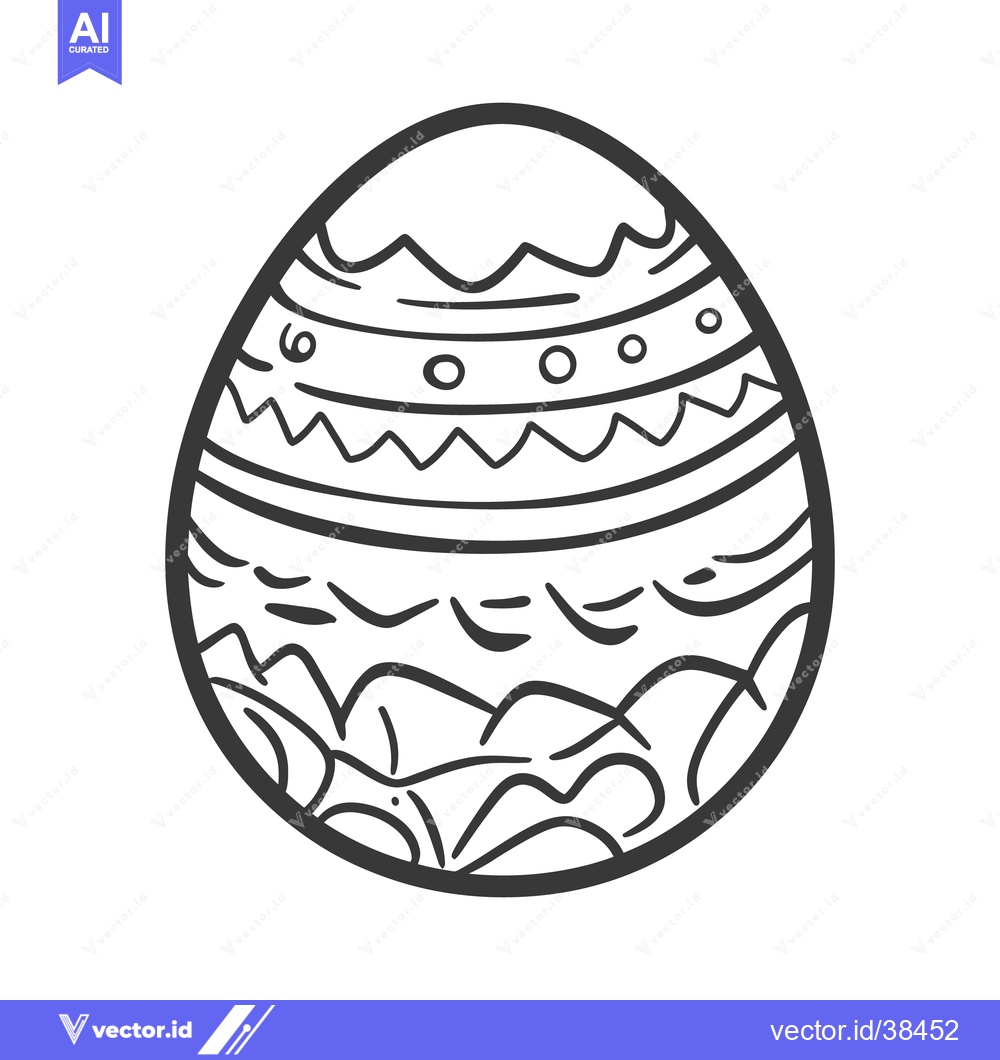 Premium Vector dari An ornate decorated monochrome egg with different patterns and lines